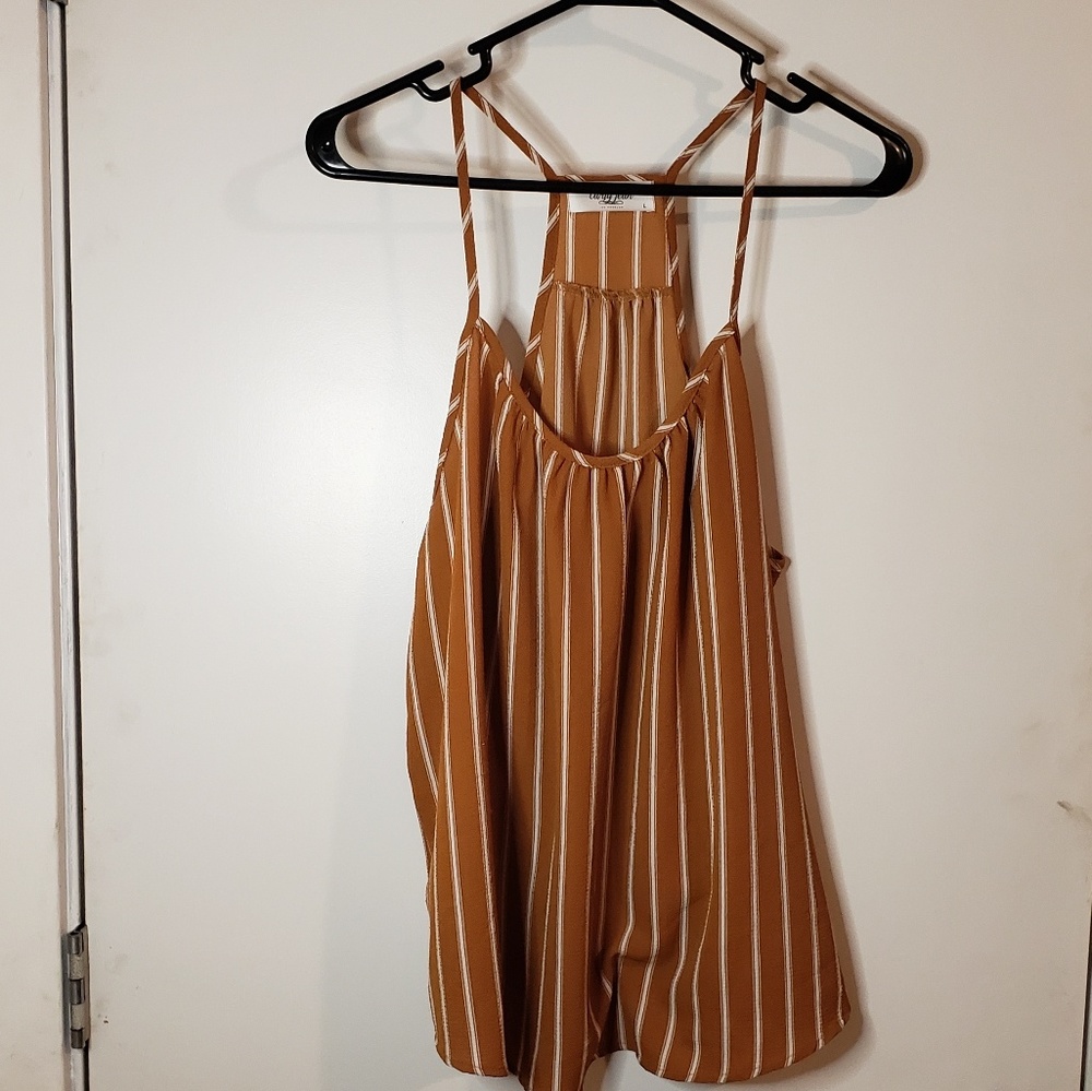 CJLA Mustard, white striped flow tank top